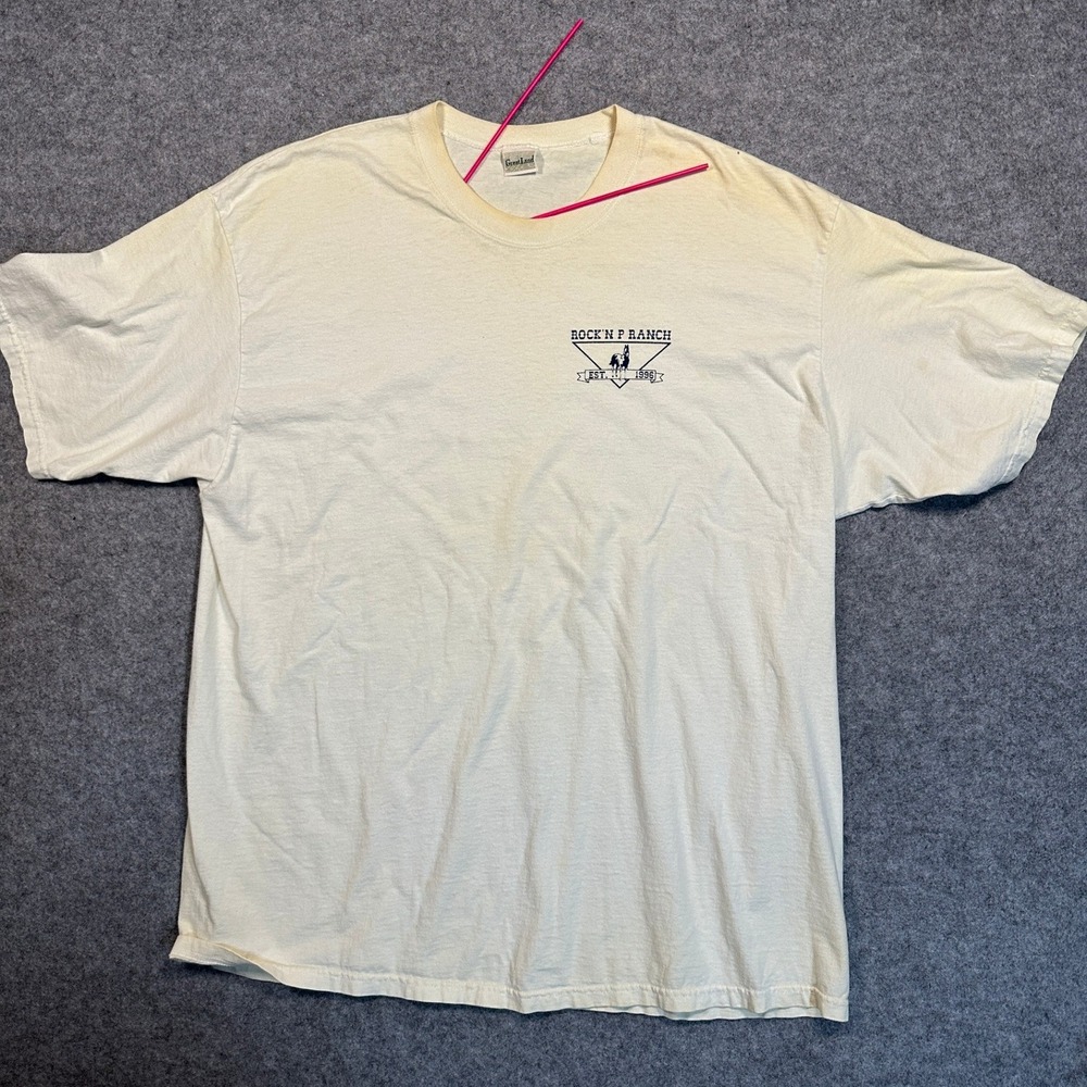 GreatLand Rock'N P Ranch Graphic Tee XL Cream Cotton Distressed Vintage Style